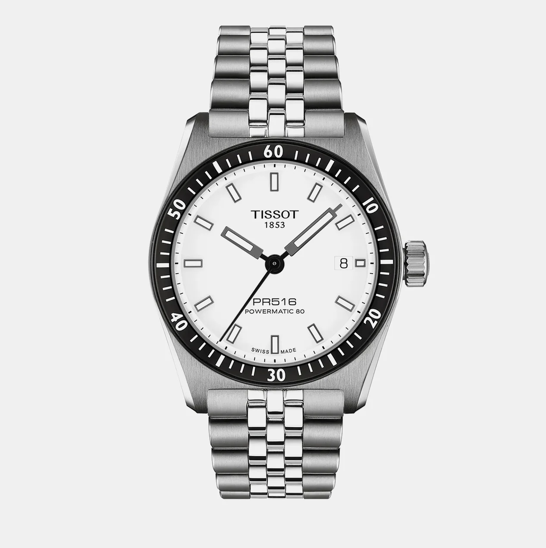 Men Automatic White Dial Analog Stainless Steel Watch T1494071103100