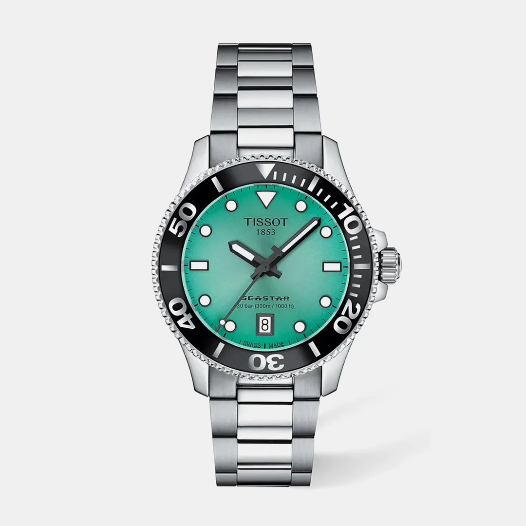 Seastar Women Quartz Green Dial Stainless Steel Watch T1202101109100