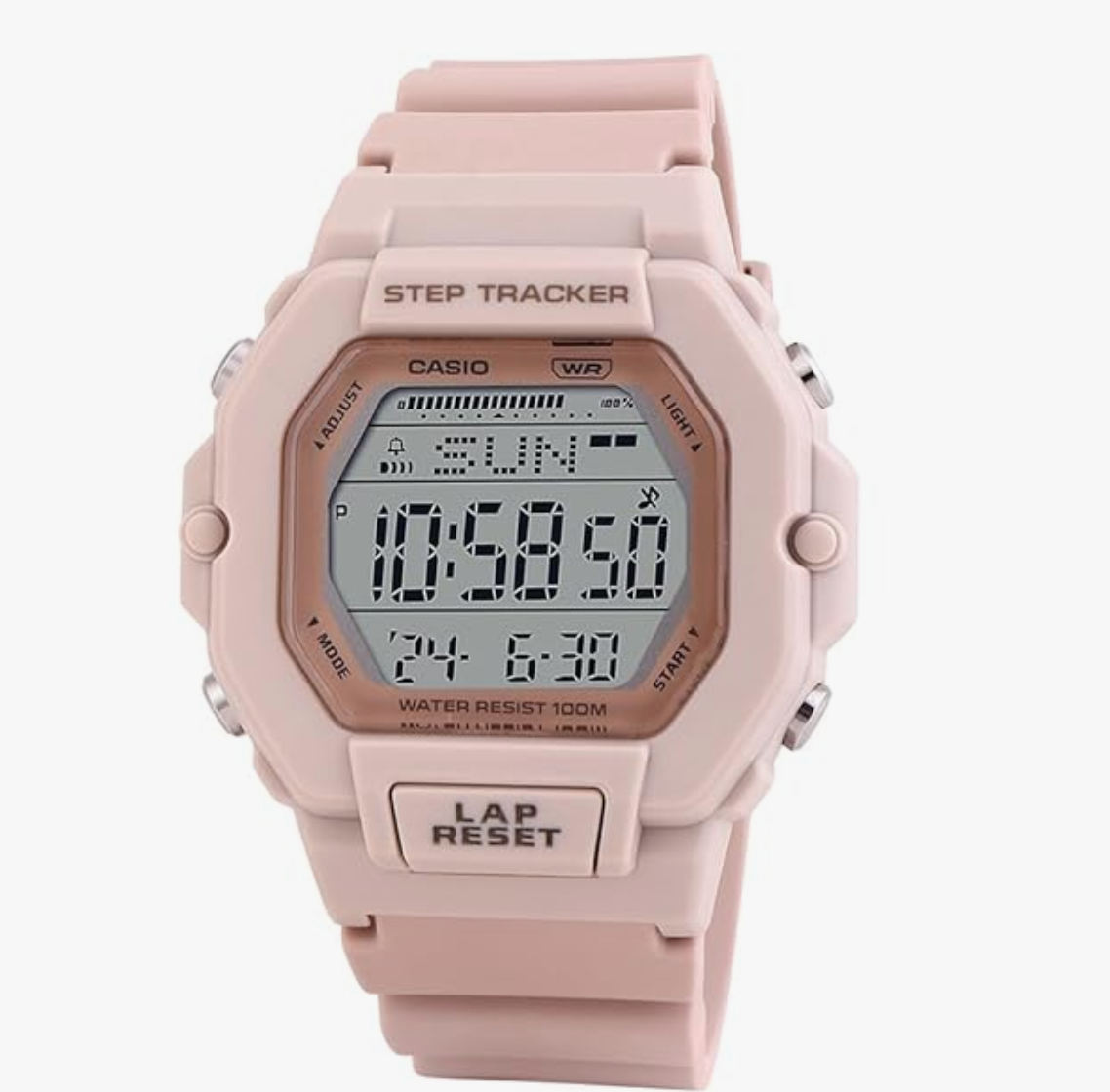 Casio Unisex Resin Digital Pink Dial Watch-Lws-2200H-4Avdf, Band Color-Beige
