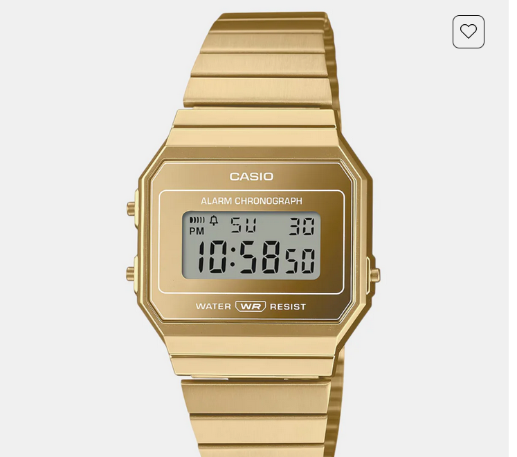 Vintage Unisex Quartz Gold Dial Digital Stainless Steel Watch D347