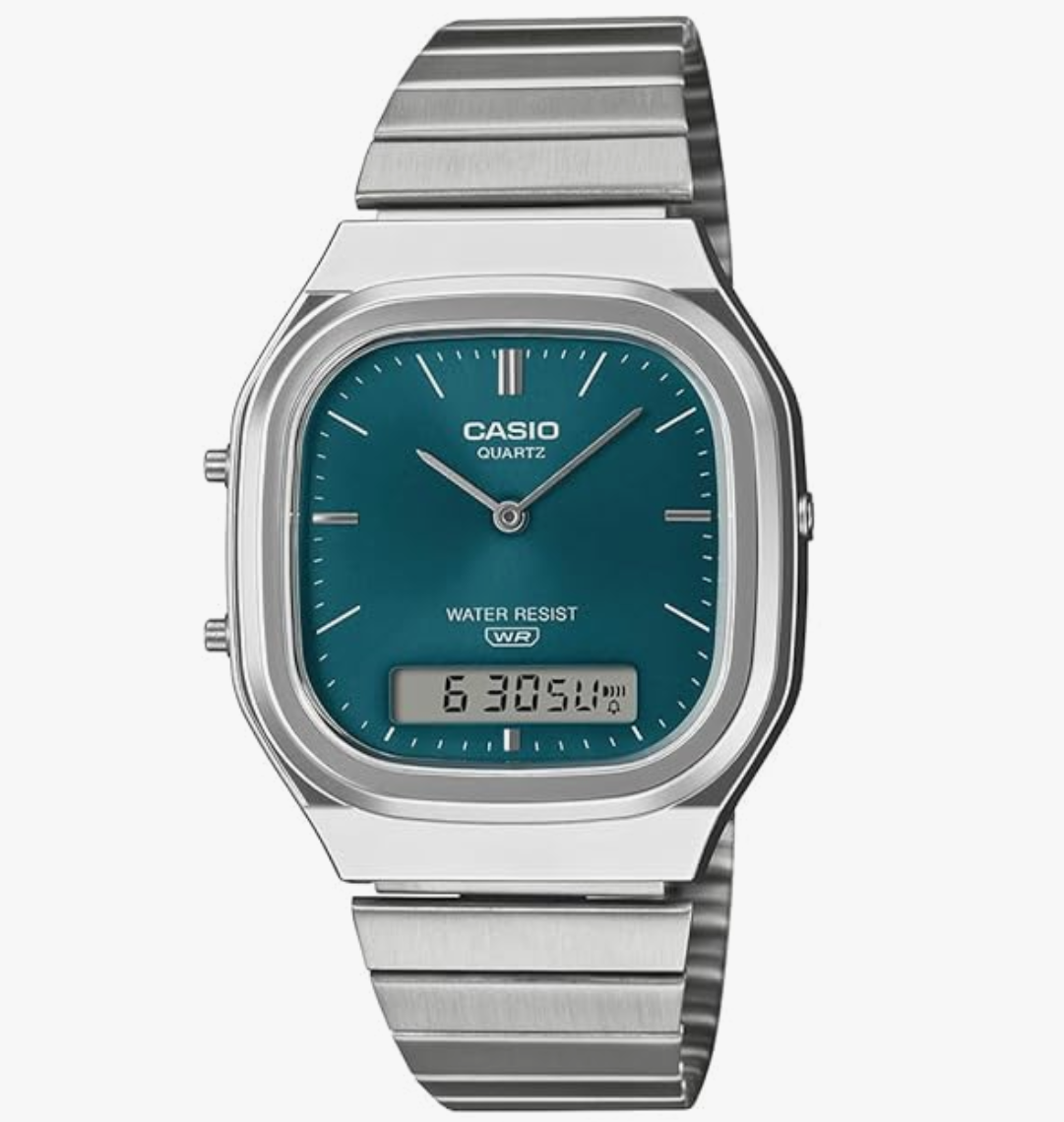 Vintage Unisex Quartz Blue Dial Analog-Digital Stainless Steel Watch AQ-240E-3ADF