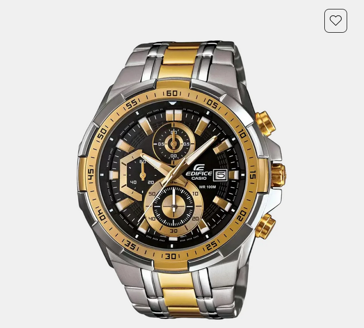 Edifice Men Quartz Black Dial Chronograph Stainless Steel Watch EX188