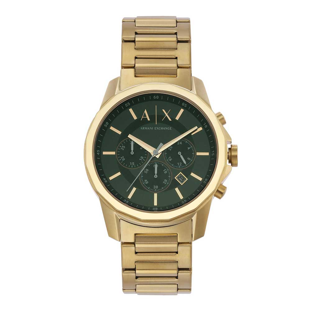 Armani Exchange Banks 44 mm Green Dial Stainless Steel Chronograph Watch For Men
