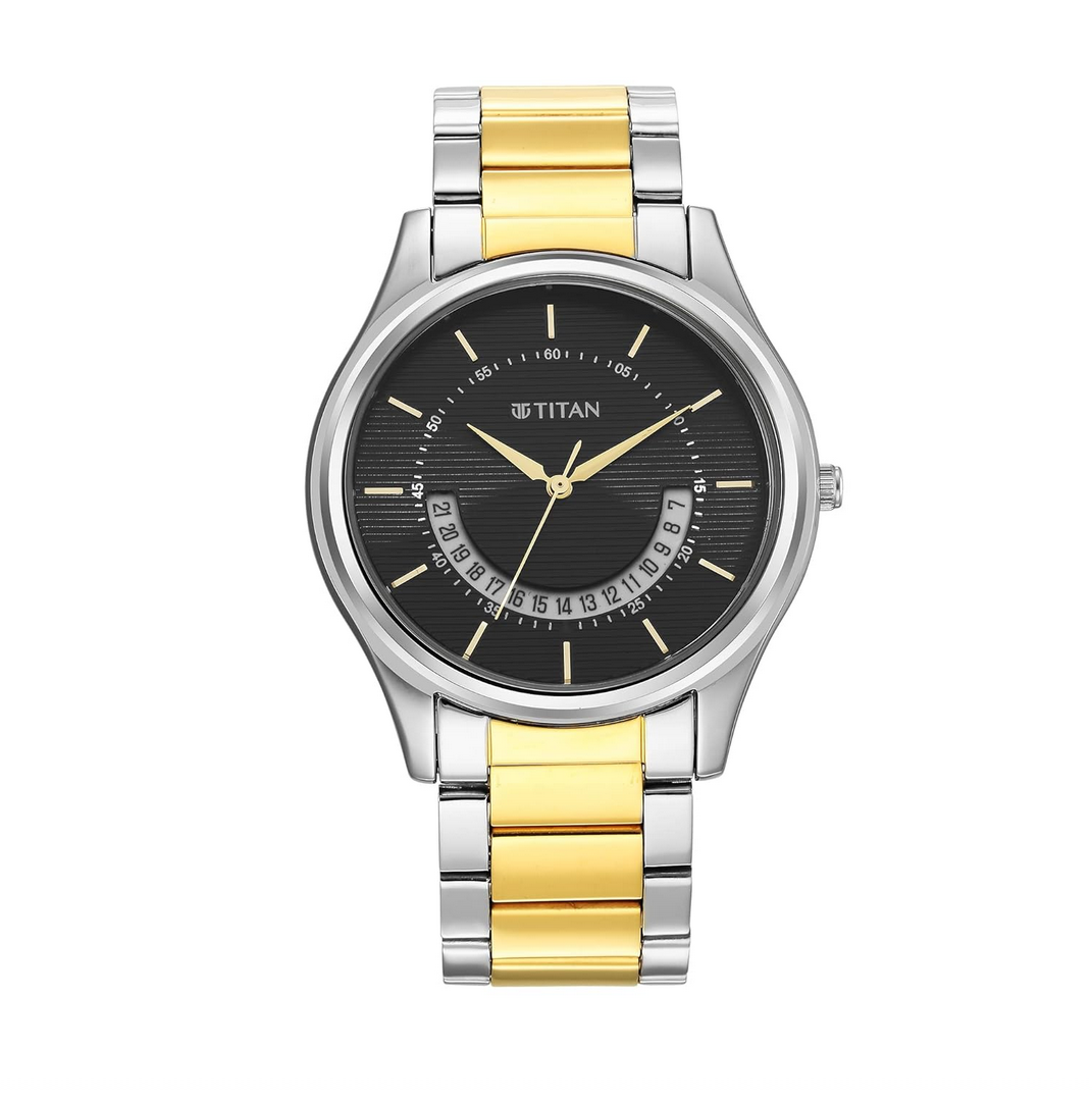 Titan Men's Multifunction Karishma: Two-Tone Steel Elegance Watch