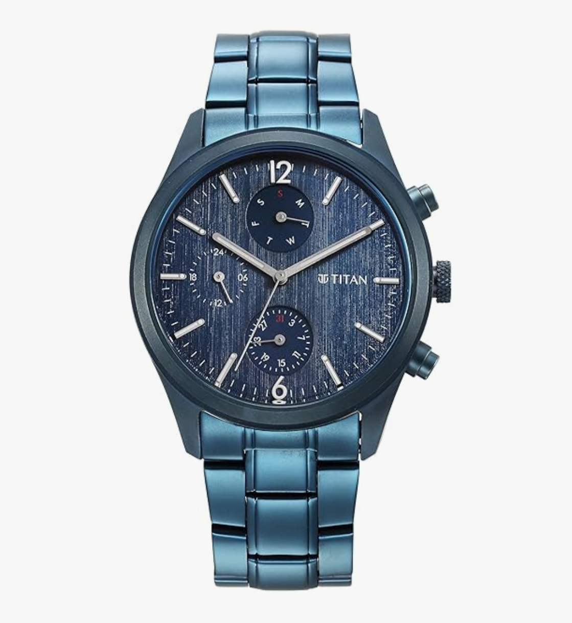Titan Neo Splash Multifunction Blue Dial Blue Stainless Steel Strap Watch For Men