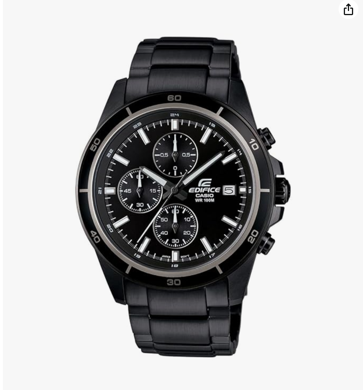 Edifice Black Dial Black Stainless Steel Band Analog Watch - For Men