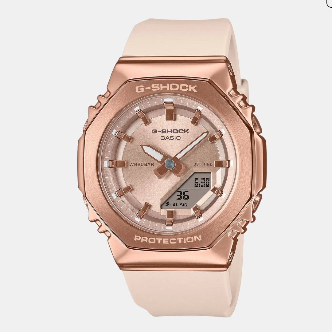 G-Shock Women Quartz Rose Gold Dial Analog-Digital Resin Watch G1694
