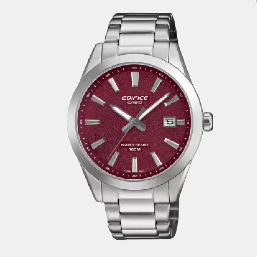 Edifice EFV-160 Series Men Quartz Red Dial Analog Stainless Steel Watch ED716