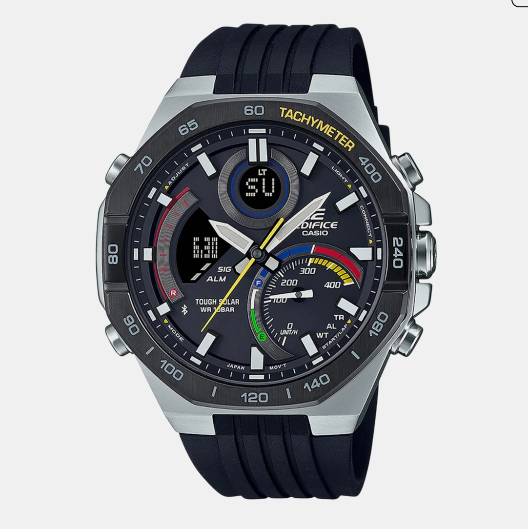 Edifice Men Solar Black Dial Analog-Digital Resin Watch EX557