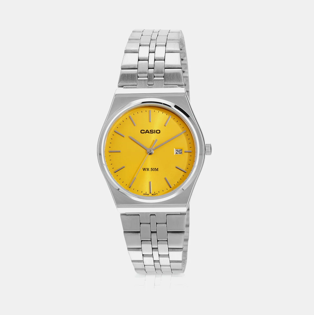 Enticer Men Quartz Yellow Dial Analog Stainless Steel Watch A2238