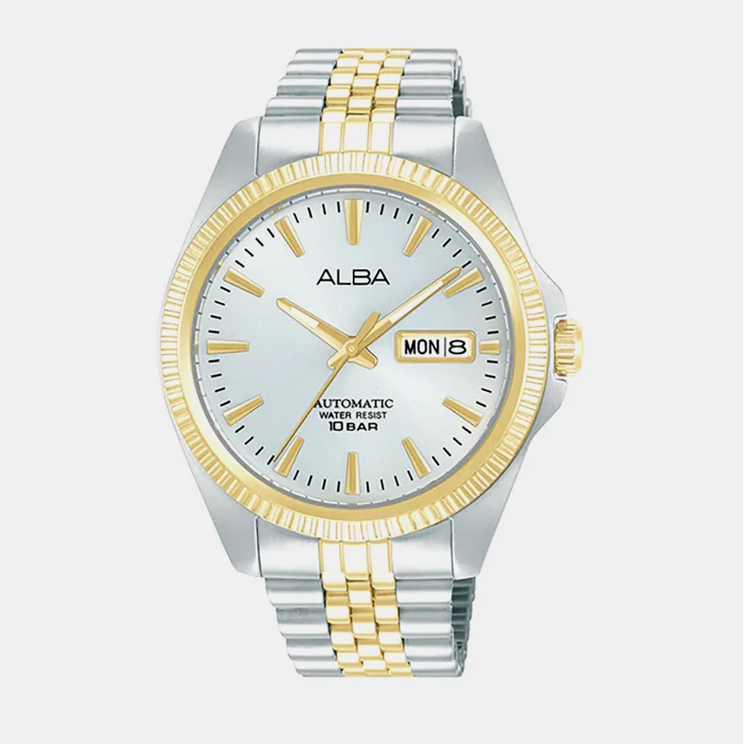 AL4784X1 Gold-Tone Fluted Bezel Automatic Watch