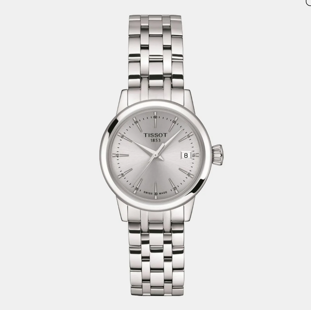 Classic Women Quartz Silver Dial Analog Stainless Steel Watch T1292101103100