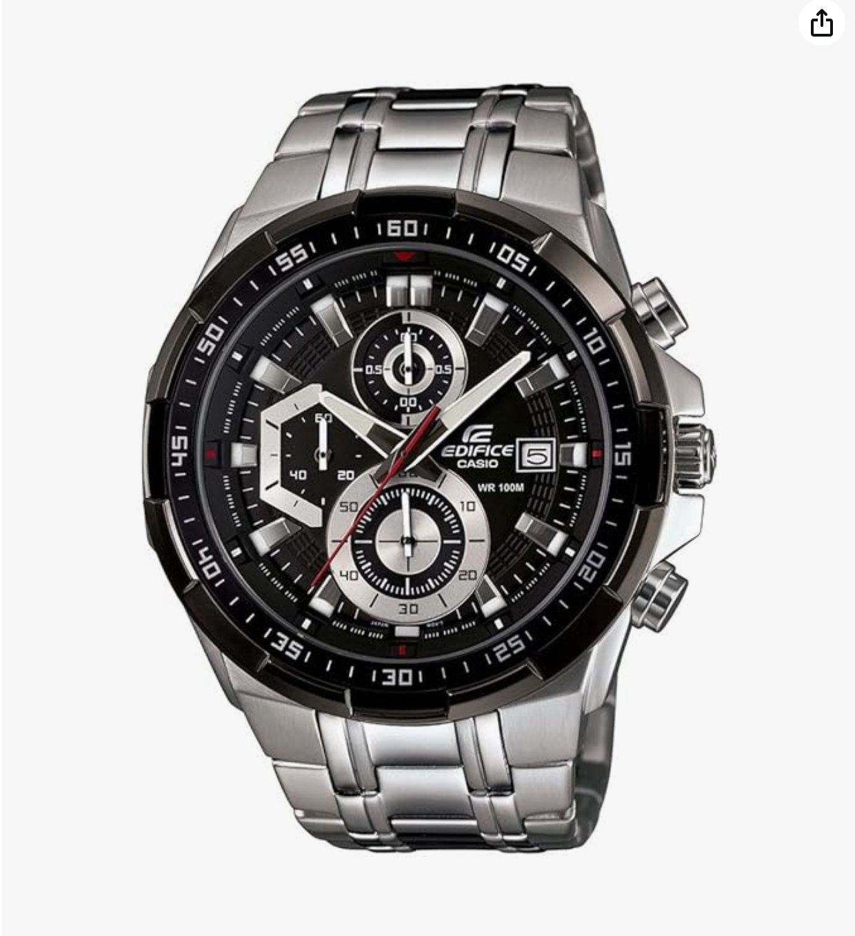 Edifice EFR-539D-1AVUDF Black Dial Silver Stainless Steel Band Analog Watch - For Men