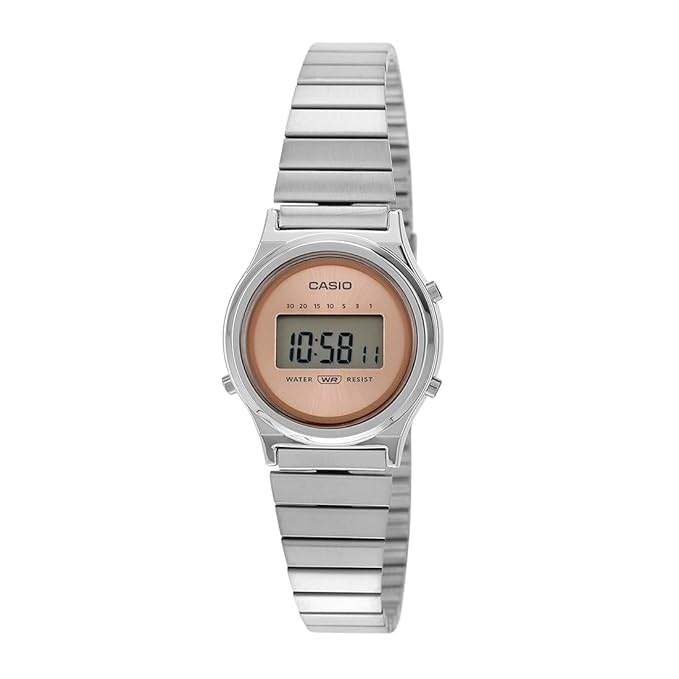 Vintage Unisex Pink Dial Digital Stainless Steel Watch LA700WE-4ADF