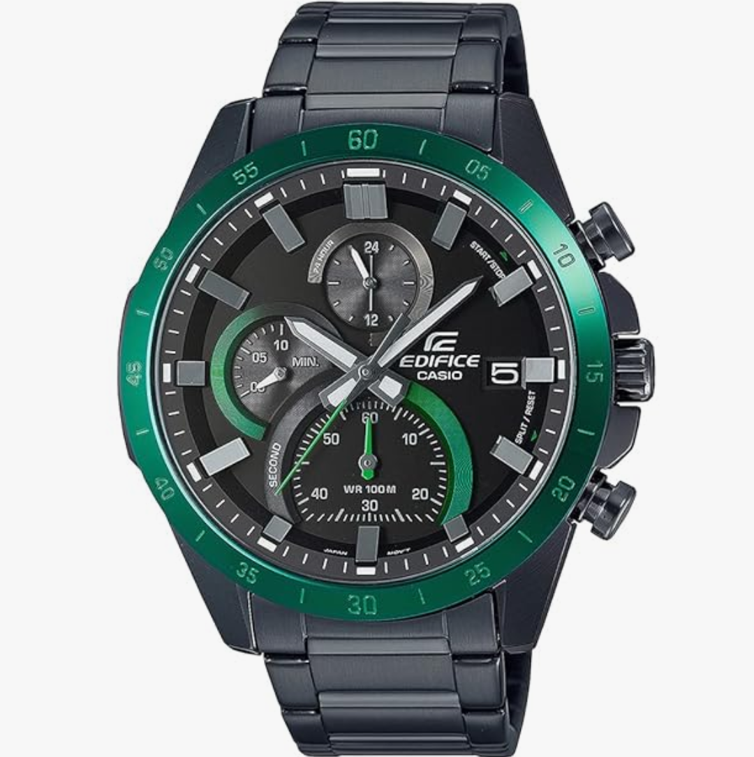 Casio Edifice EFR-571DC-1AVUDF Black Analog Dial Black Stainless Steel Band Men's Watch Chronograph 100M Water Resistant ED514