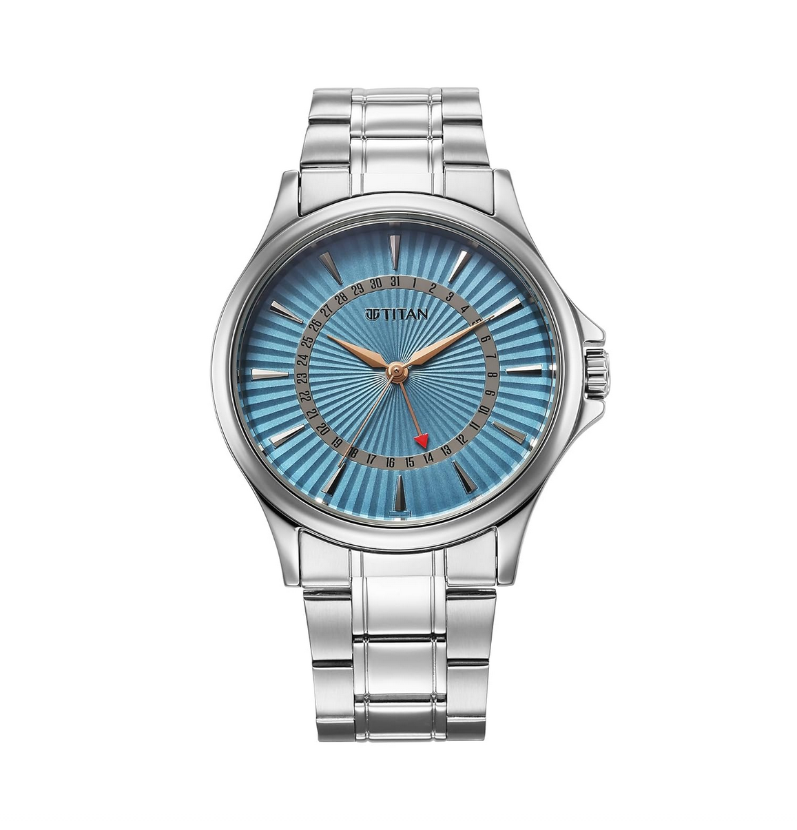 Titan Karishma Quartz Analog with Date Blue Dial Stainless Steel Strap Watch For Men
