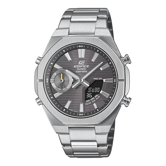 Edifice Men Dial & Stainless Steel Cuff Straps Analogue and Digital Watch ECB-S10D-8ADF