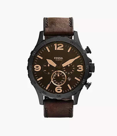 Nate Chronograph Brown Leather Watch
