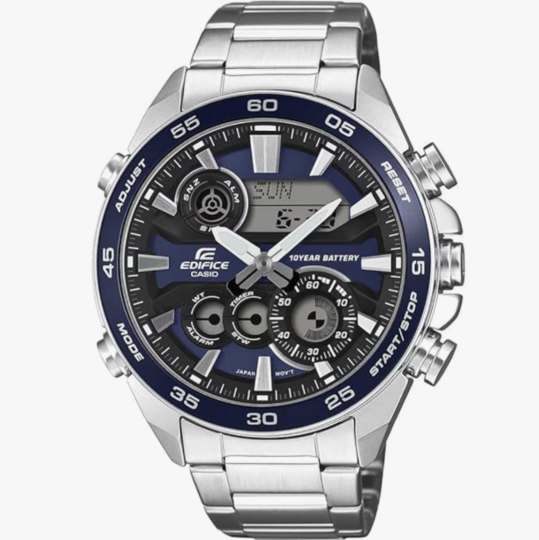 Edifice Men Quartz Blue Dial Analog-digital Stainless Steel Watch ED713