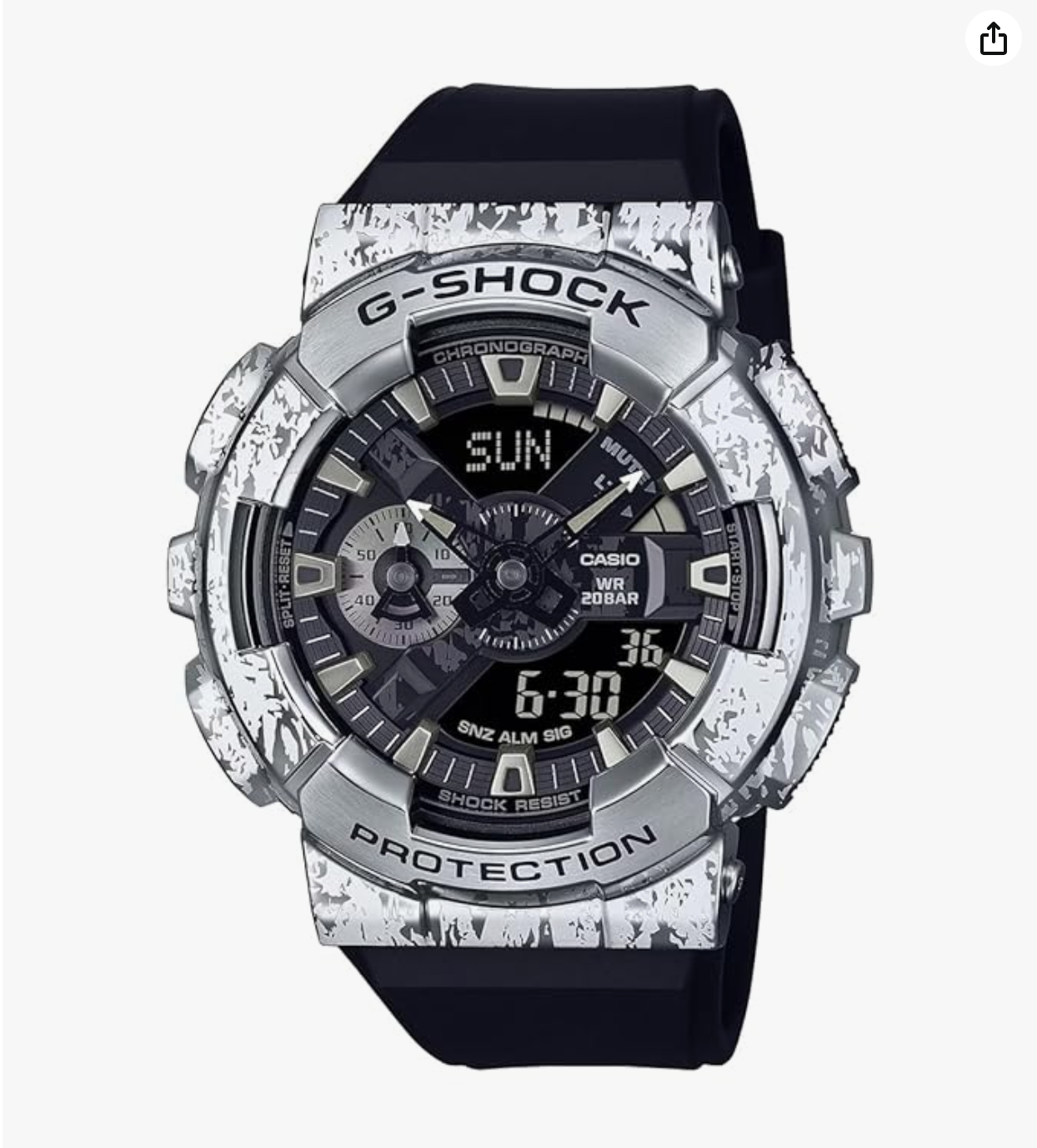G-SHOCK Silver Dial Black Resin Strap Analog-Digital Watch - For Men -GM-110-1ADR