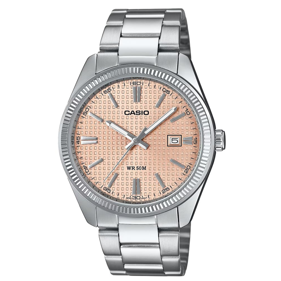 Enticer Men Quartz Pink Dial Analog Stainless Steel Watch A2395