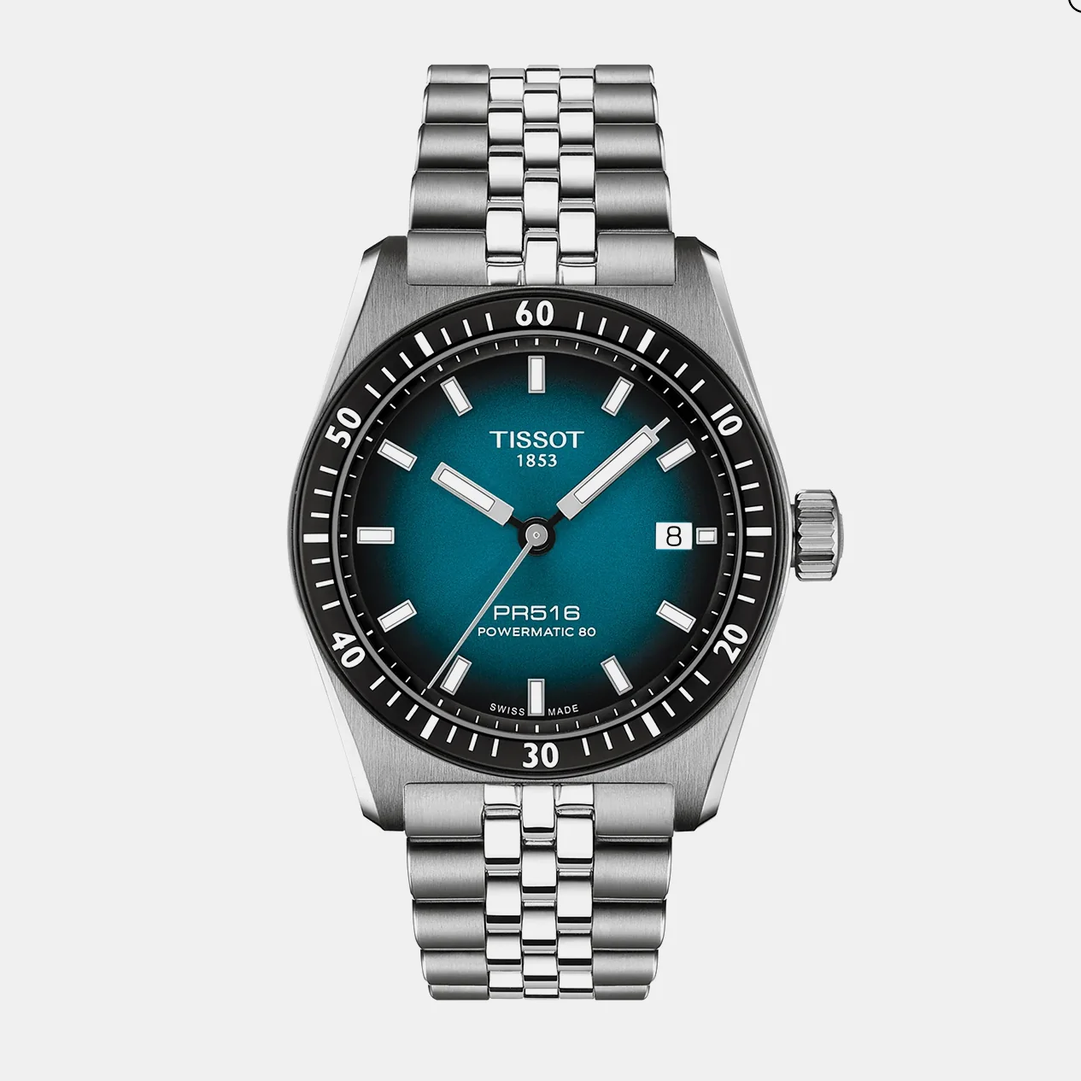 PR 516 Unisex Automatic Blue Dial Analog Stainless Steel Watch T1494071104100