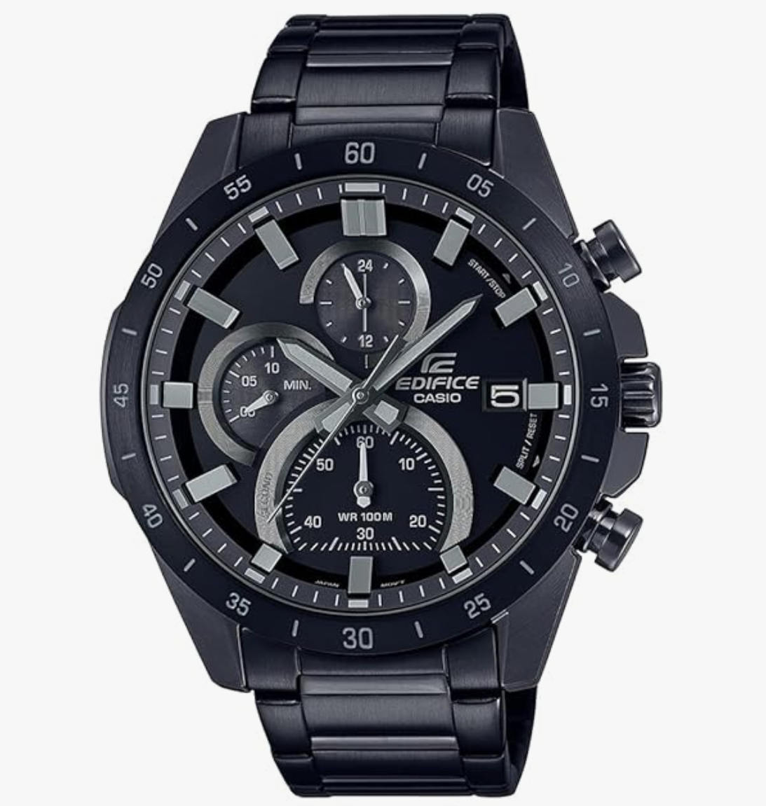 Casio Edifice EFR-571MDC-1AVUDF Black Analog Dial Black Stainless Steel Band Men's Watch Chronograph 100M Water Resistant
