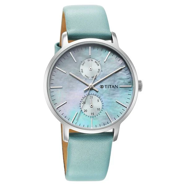 Titan Workwear Slimline Mother Of Pearl Dial Leather Strap Watch for Women