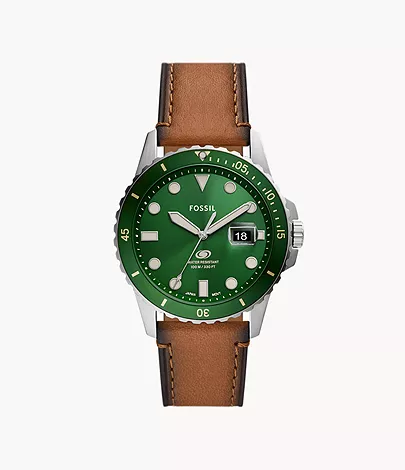 Fossil Blue Dive Three-Hand Date Tan LiteHide™ Leather Watch