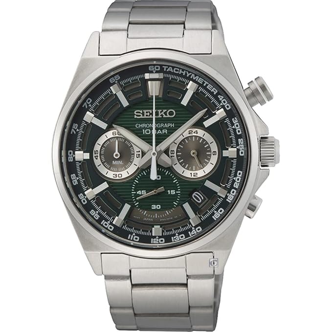 Seiko Men's Collection Analog Green Dial Metal Watch