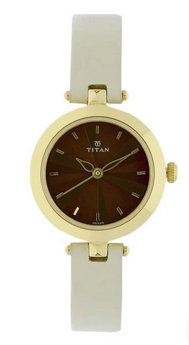 Titan Karishma Brown Dial Analog Leather Strap Watch for Women