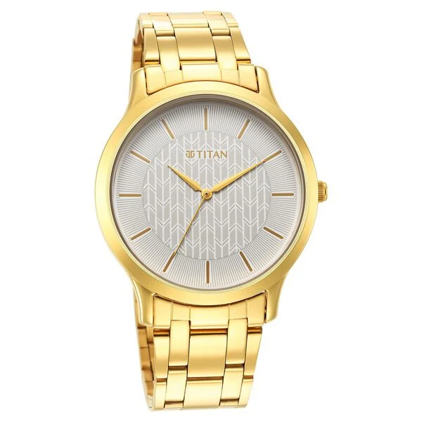 Titan Karishma Radiance White Dial Analog Stainless Steel Strap Watch for Men