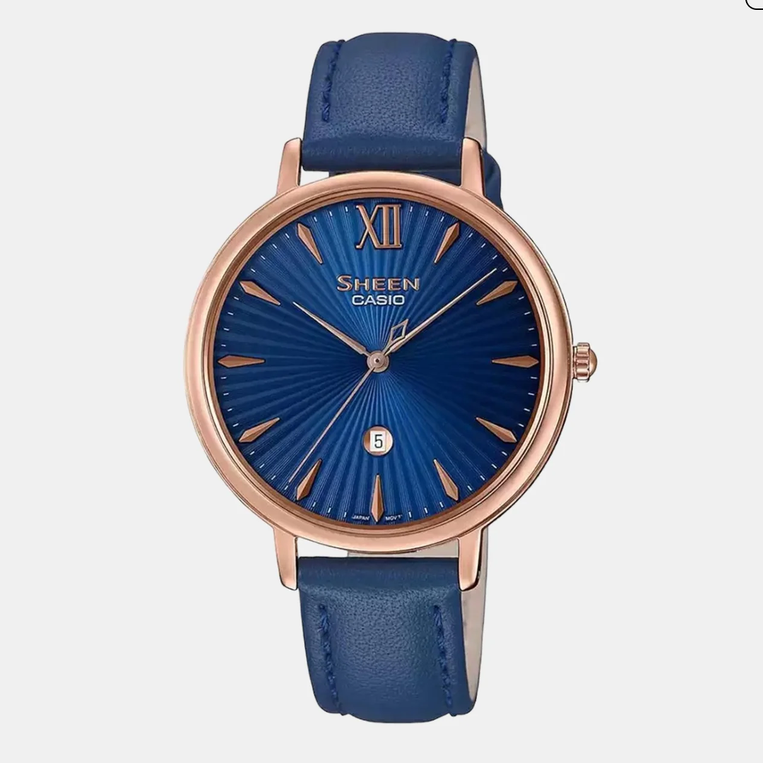 Sheen Women Quartz Blue Dial Analog Leather Watch SH222