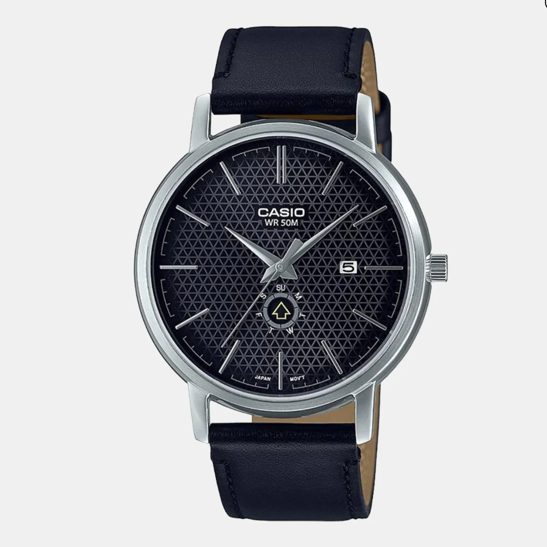 Enticer Men Quartz Black Dial Analog Leather Watch A2055