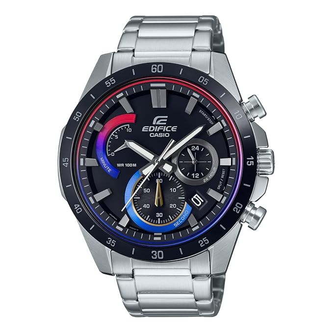 Casio Edifice EFR-573HG-1AVUDF Analog Black Dial Men Watch Silver Stainless Steel Strap